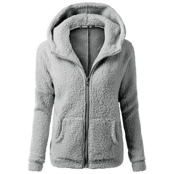 Baberdicy Women's Hooded Fleece Sweatshirt, Plush Long Sleeve Pullover Top , Hooded Fleece Sweatshirt, Solid Pullover, Casual Layer Light Gray Xl