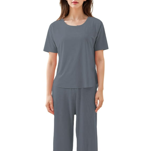 Baberdicy Women's Ice Silk Pajama Set - Lightweight Cooling Sleepwear for Summer Blue L, Women's Summer Thin Cold Ice Home Clothes