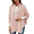 thumbnail image 1 of Baberdicy Women's Knit Cape - Long Winter Wrap - Elegant Shawl - Concert Dress - Cold Weather Protection - Womens Large Front Ponchos Knitted Sweater Wrap Topper Fall Pink,One Size, 1 of 5