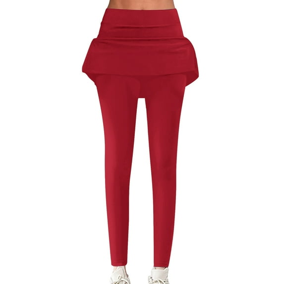Baberdicy Women's Legging Womens Leggings with A Line Skirt High Waisted Full Length Yoga Pants for Workout Athletic, Sale Clearance Red M