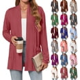 thumbnail image 1 of Baberdicy Women's Lightweight Kimono Cardigan, Open Front Long Sleeve Wrap for Fall , Kimono Style Duster, Long Open-Front Cardigan, Boho Layer Brick Red M, 1 of 5