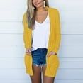thumbnail image 1 of Baberdicy Women's Lightweight Long Cardigan with Pockets, Fall Open Front Duster Sweater , Deep Pockets Included Yellow S, 1 of 5