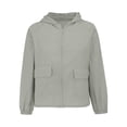 thumbnail image 1 of Baberdicy Women's Lightweight Rain Jacket - Hooded Waterproof Windbreaker with Zipper Pockets, Outdoor Sun Protection Coat (Grey | XXL), 1 of 9