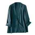 thumbnail image 1 of Baberdicy Women's Linen Blazer Jacket Lightweight Linen Suit Jacket for Women - Casual Long Sleeve Open Front Blazer - Spring Summer Office Coat (S-XXL) (Blue | L), 1 of 9