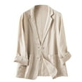 thumbnail image 1 of Baberdicy Women's Linen Blazer Jacket Lightweight Linen Suit Jacket for Women - Casual Long Sleeve Open Front Blazer - Spring Summer Office Coat (S-XXL) (Khaki | L), 1 of 9