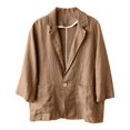 thumbnail image 1 of Baberdicy Women's Linen Blazer Jacket Lightweight Linen Suit Jacket for Women - Casual Long Sleeve Open Front Blazer - Spring Summer Office Coat (S-XXL) (Khaki | L), 1 of 9