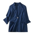 thumbnail image 1 of Baberdicy Women's Linen Blazer Jacket Lightweight Linen Suit Jacket for Women - Casual Long Sleeve Open Front Blazer - Spring Summer Office Coat (S-XXL) (Navy | M), 1 of 7