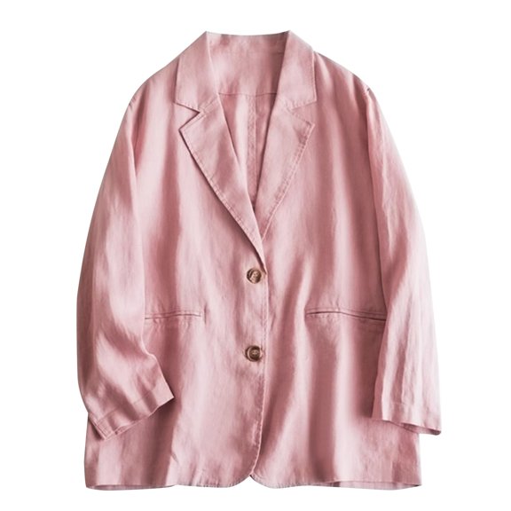 Baberdicy Women's Linen Blazer Jacket Lightweight Linen Suit Jacket for Women - Casual Long Sleeve Open Front Blazer - Spring Summer Office Coat (S-XXL) (Red | L)