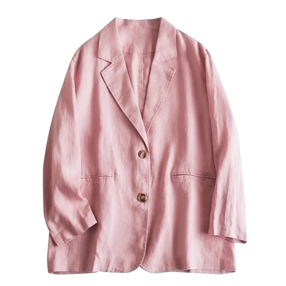 Baberdicy Women's Linen Blazer Jacket Lightweight Linen Suit Jacket for Women - Casual Long Sleeve Open Front Blazer - Spring Summer Office Coat (S-XXL) (Red | XL)