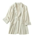 thumbnail image 1 of Baberdicy Women's Linen Blazer Jacket Lightweight Linen Suit Jacket for Women - Casual Long Sleeve Open Front Blazer - Spring Summer Office Coat (S-XXL) (White | M), 1 of 8