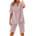 thumbnail image 1 of Baberdicy Women's Linen Shirt & Pants Set - Casual Long Sleeve Top with Pocket Trousers Pink 3Xl, Womens Daily Casual Solid Long Sleeve Shirt Tops Pockets Pants Shirt Trousers Set, 1 of 9