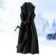 thumbnail image 1 of Baberdicy Women's Long Belted Vest, Autumn Winter Tweed Sleeveless Cape Coat , Wool-Blend Hooded Vest, Belted Midi Gilet, Fall Layer Black Xl, 1 of 4