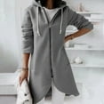 thumbnail image 1 of Baberdicy Women's Long Hooded Zip up Hoodie, Street Style Irregular Hem Fleece Top , Irregular-Hem Hoodie, Longline Zip Sweatshirt, Streetwear Layer Grey 3Xl, 1 of 5