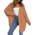thumbnail image 1 of Baberdicy Women's Long Knitted Cardigan, New Loose Weave Large Size Sweater Coat , Oversized Knit Cardigan, Longline Duster Sweater, Relaxed Coat Orange Xxl, 1 of 3