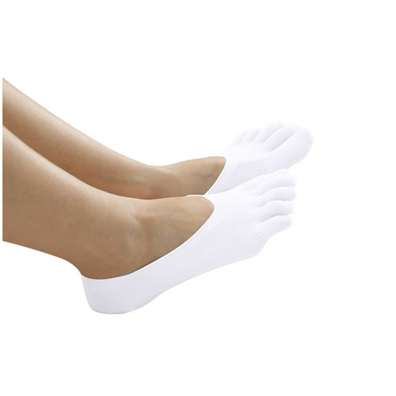 Baberdicy Women's Mesh Toeless Liner Socks with Silicone Grip - Summer Invisible Anti-Slip Ankle Socks, Breathable No-Show, White One Size