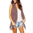 thumbnail image 1 of Baberdicy Women's Mid-Length Tassel Vest, Sleeveless Open Front Cardigan Tank Jacket , Solid Fringe Vest, Sleeveless Duster Cardigan, Boho Layer Pink M, 1 of 5