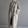 thumbnail image 1 of Baberdicy Women's Mid-Length Wool Trench Coat, Oversize Lapel Belted Blend Jacket for Elegant Outwear , Mid-Length Wool Coat, Belted Trench Overcoat, Petite Winter Jacket White L, 1 of 5