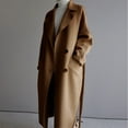 thumbnail image 1 of Baberdicy Women's Mid-Length Wool Trench Coat, Oversize Lapel Belted Blend Jacket for Elegant Outwear , Mid-Length Wool Coat, Belted Trench Overcoat, Petite Winter Jacket Khaki S, 1 of 5