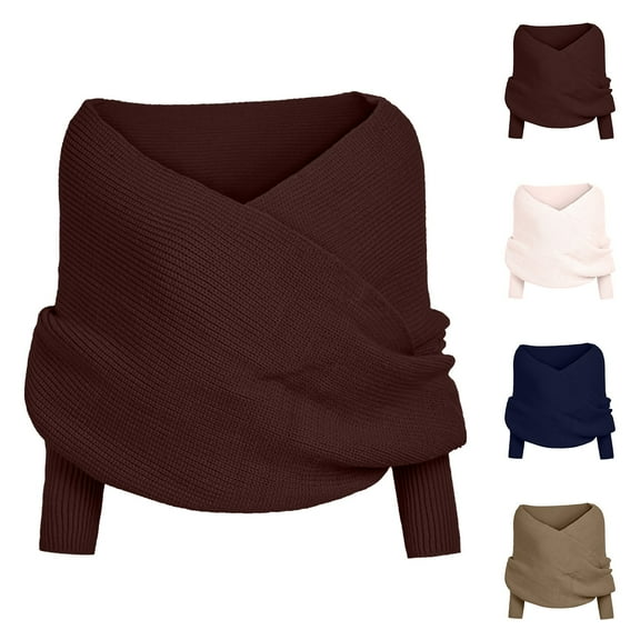 Baberdicy Women's Multi-Way Wearable Scarf, Knitted Infinity Loop Shawl And Hooded Wrap,Brown Fits All – Gift Ready
