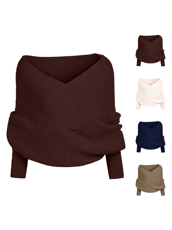 Women's Multi-Way Wearable Scarf, Knitted Infinity Loop Shawl And Hooded Wrap,Brown Fits All – Gift Ready