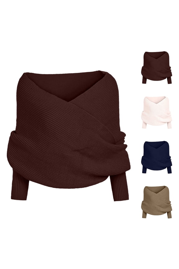 Women's Multi-Way Wearable Scarf, Knitted Infinity Loop Shawl And Hooded Wrap,Brown Fits All – Gift Ready