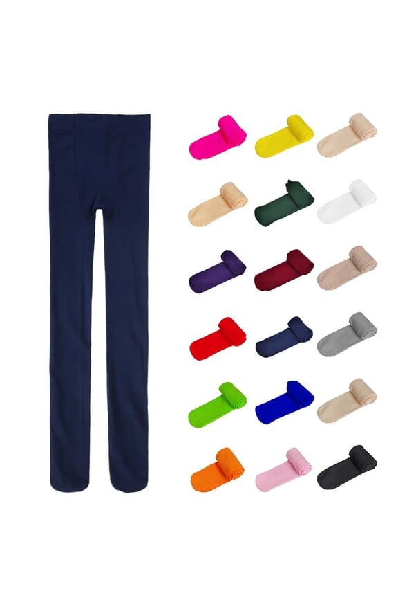 Women's Opaque Tights, Candy Color Footed Pantyhose, Slimming Sheer to Waist Navy Universal Fit