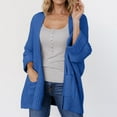 thumbnail image 1 of Baberdicy Women's Oversized 3/4 Sleeve Open Front Knit Cardigan Outwear with Pockets , 2025 Knit Cardigan, Solid Oversized Sweater, Trendy Lounge Coat Blue S, 1 of 5