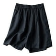 thumbnail image 1 of Baberdicy Women's Pants 2024 Summer Women's Loose Straight Barrel High Waist Slim Solid Color Shorts Shorts for Women Black, 1 of 8