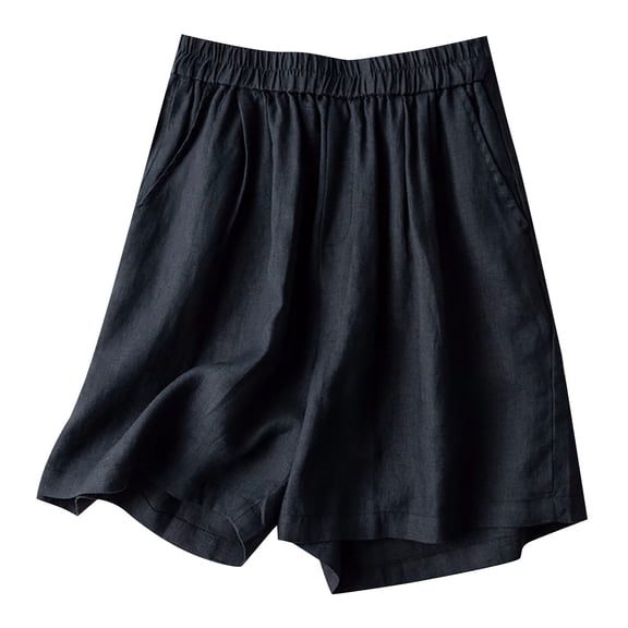 Baberdicy Women's Pants 2024 Summer Women's Loose Straight Barrel High Waist Slim Solid Color Shorts Shorts for Women Black