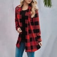 thumbnail image 1 of Baberdicy Women's Plaid Shacket, Fall Long Sleeve Checkered Button Front Jacket , Plaid Shacket Jacket, Fall Button Flannel, Casual Outdoorshirt Red 5Xl, 1 of 5