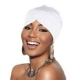 thumbnail image 1 of Baberdicy Women's Pleated Turban - Milk Silk Cancer Cap - Adjustable Head Wrap - Medical Headwear - Breathable Comfort - Cancer Head Hat Cap Ethnic Bohemian Floral Hair Cover Wrap White,One Size, 1 of 4