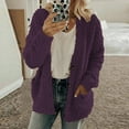 thumbnail image 1 of Baberdicy Women's Plus-Size Plush Sweater, Fuzzy Cardigan with Pockets, Cozy Nights & Movie Marathons , Plush Fleece Sweater, Oversized Fuzzy Coat, Winter Warmth Purple Xxl, 1 of 5
