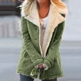 thumbnail image 1 of Baberdicy Women's Plush Button-Front Jacket, Turn-Down Collar Warm Coat, Cold Commute & Shopping , Fuzzy Button-Front Jacket, Plush Winter Coat, Cozy Layer Army Green L, 1 of 5
