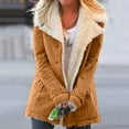 thumbnail image 1 of Baberdicy Women's Plush Button-Front Jacket, Turn-Down Collar Warm Coat, Cold Commute & Shopping , Fuzzy Button-Front Jacket, Plush Winter Coat, Cozy Layer Khaki M, 1 of 5