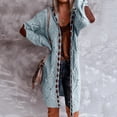 thumbnail image 1 of Baberdicy Women's Pocket Long Cardigan, Open Front Knit Sweater Jacket, Long Sleeve Chunky Button down Cover Up, Pocket Cardigan Sweater, Knit Duster Coat, Casual Layer for Fall, Blue, S, 1 of 5