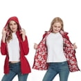 thumbnail image 1 of Baberdicy Women's Reversible Printed Raincoat, Lightweight Packable Waterproof Windbreaker , Reversible Printed Raincoat, Lightweight Windbreaker, Packable Jacket Red L, 1 of 5