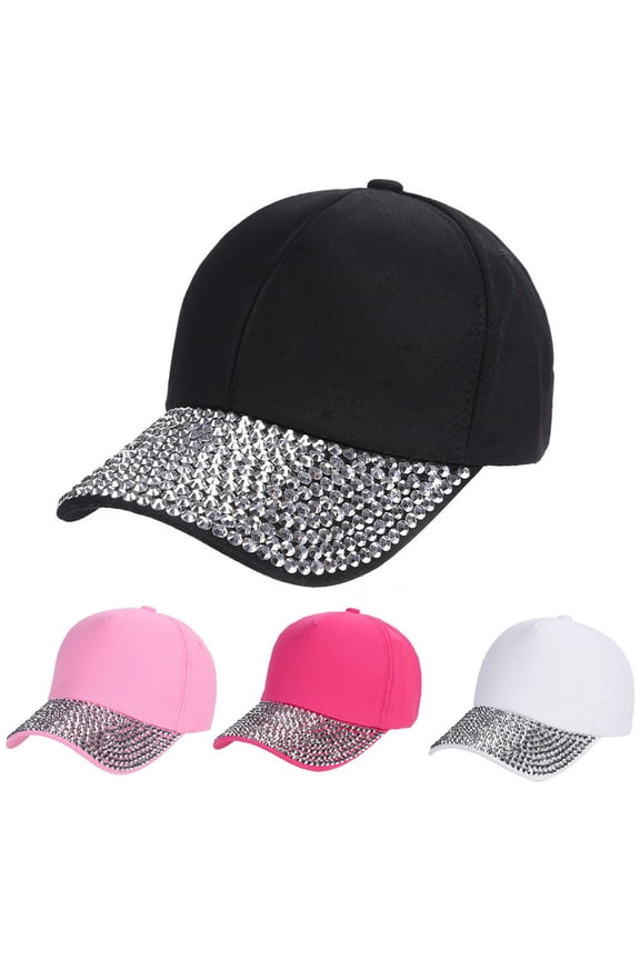 Women's Rhinestone Baseball Cap, Crystal Embellished Snapback Hat,Optical White Fits All – Gift Ready