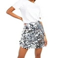 thumbnail image 1 of Baberdicy Women's Sequin Skirt Mardi Gras Sparkling Sequin Holiday Mini Slim Skirt Hip Cover Skirt Silver Polyester, 1 of 9