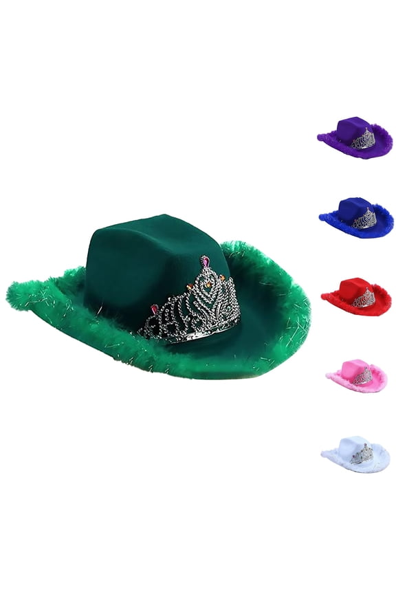 Women's Sequined Crown Cowboy Hat, Glitter Western Cowgirl Hat for Party And Festival,Cyan Fits All – Gift Ready