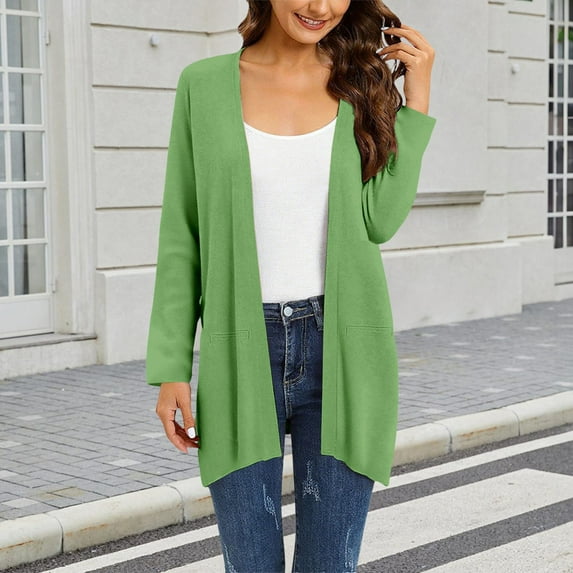 Baberdicy Women's Short Sleeve Asymmetrical Cardigan, Summer Chic Cotton Linen Blend Knit Top , Irregular Knit Cardigan, Summer Lightweight Top, Casual Cover-Up Green M
