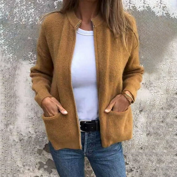 Baberdicy Women's Soft Knit Cardigan, Long Sleeve Open Front Lightweight Sweater Wrap , Soft Knit Cardigan, Open-Front Duster, Lounge Sweater Coat Orange L