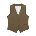 thumbnail image 1 of Baberdicy Women's Solid Color Casual Linen Blend Vest Jacket | Women's Jacket Clearance! Coffee X-Large, 1 of 7