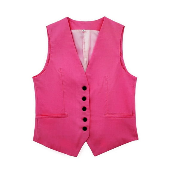 Baberdicy Women's Solid Color Casual Linen Blend Vest Jacket | Women's Jacket Clearance! Hot Pink M
