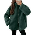 thumbnail image 1 of Baberdicy Women's Solid Color Outerwear Jacket, Versatile Long Sleeve Coat for Season , Solid Everyday Jacket, Casual Zip Coat, Minimalist Layer Green Xxl, 1 of 5