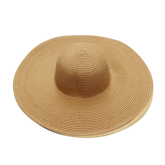 Baberdicy Women's Summer Wide Brim Sun Hat Foldable Beach Hat, Khaki One Size