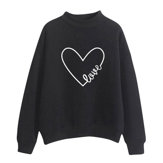 Baberdicy Women's Sweatshirts Autumn Winter O Neck Solid Color Prints Long Sleeve Pullover Sweatshirt Oversized Sweatshirt for Women Black L