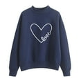 thumbnail image 1 of Baberdicy Women's Sweatshirts Autumn Winter O Neck Solid Color Prints Long Sleeve Pullover Sweatshirt Oversized Sweatshirt for Women Navy L, 1 of 4