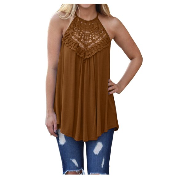 Baberdicy Women's T-Shirts Women Shirt Sleeveless Casual Stylish Top Shirts Womens Tops Brown