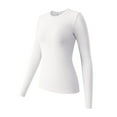 thumbnail image 1 of Baberdicy Women's T-Shirts Women's Spring and Autumn Leisure Loose Fit Tight Elastic Solid Long Sleeve Round Neck T Shirt Top Womens Tops White, 1 of 9
