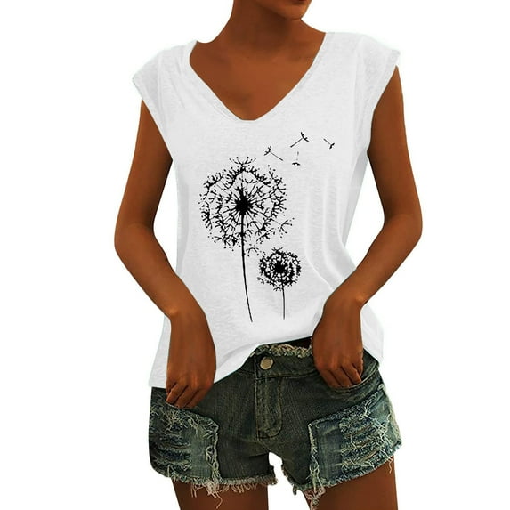 Baberdicy Women's T-Shirts Womens Casual Cap Sleeve T Shirts Basic Summer Tops V Neck Loose Blouse Womens Tops White